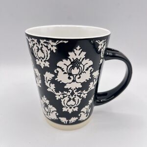 Coffee Mug Cup Black & White Handpainted Stoneware Exclusively Pier 1 Imports